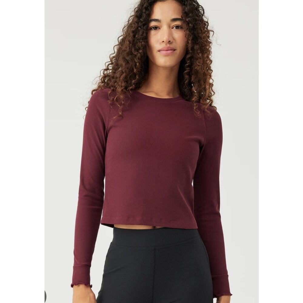 Outdoor Voices SuperForm Rib Longsleeve Top in Shiraz Women's XXL NWT